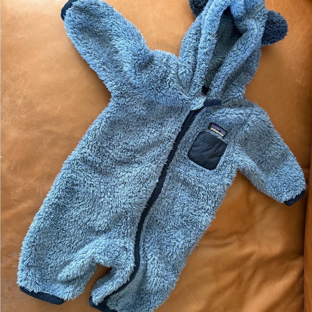 Patagonia Blue Furry Friends Onesie